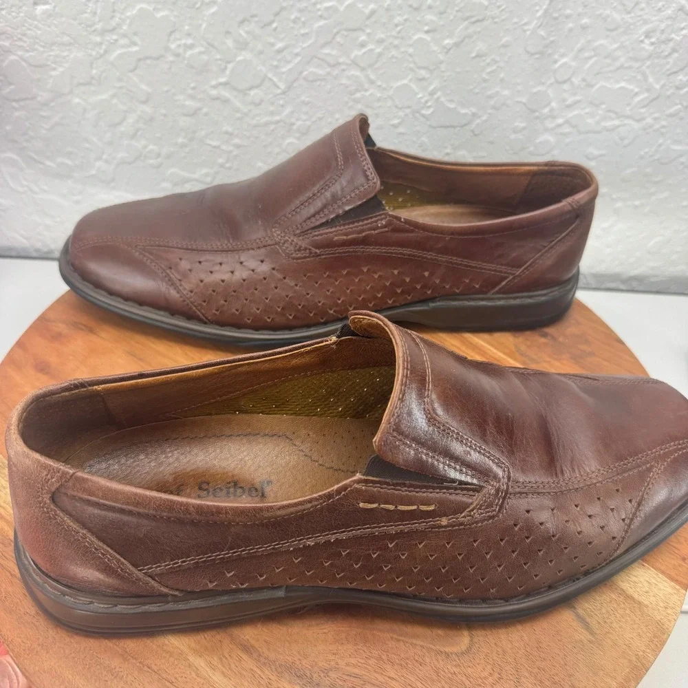 Josef Seibel Men's 45 Dark Brown‎ Leather Slip On Loafer Shoes Comfort
